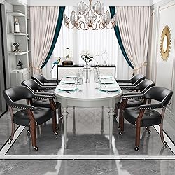 JESONVID Set of 6 Dining Chair with Casters Accent