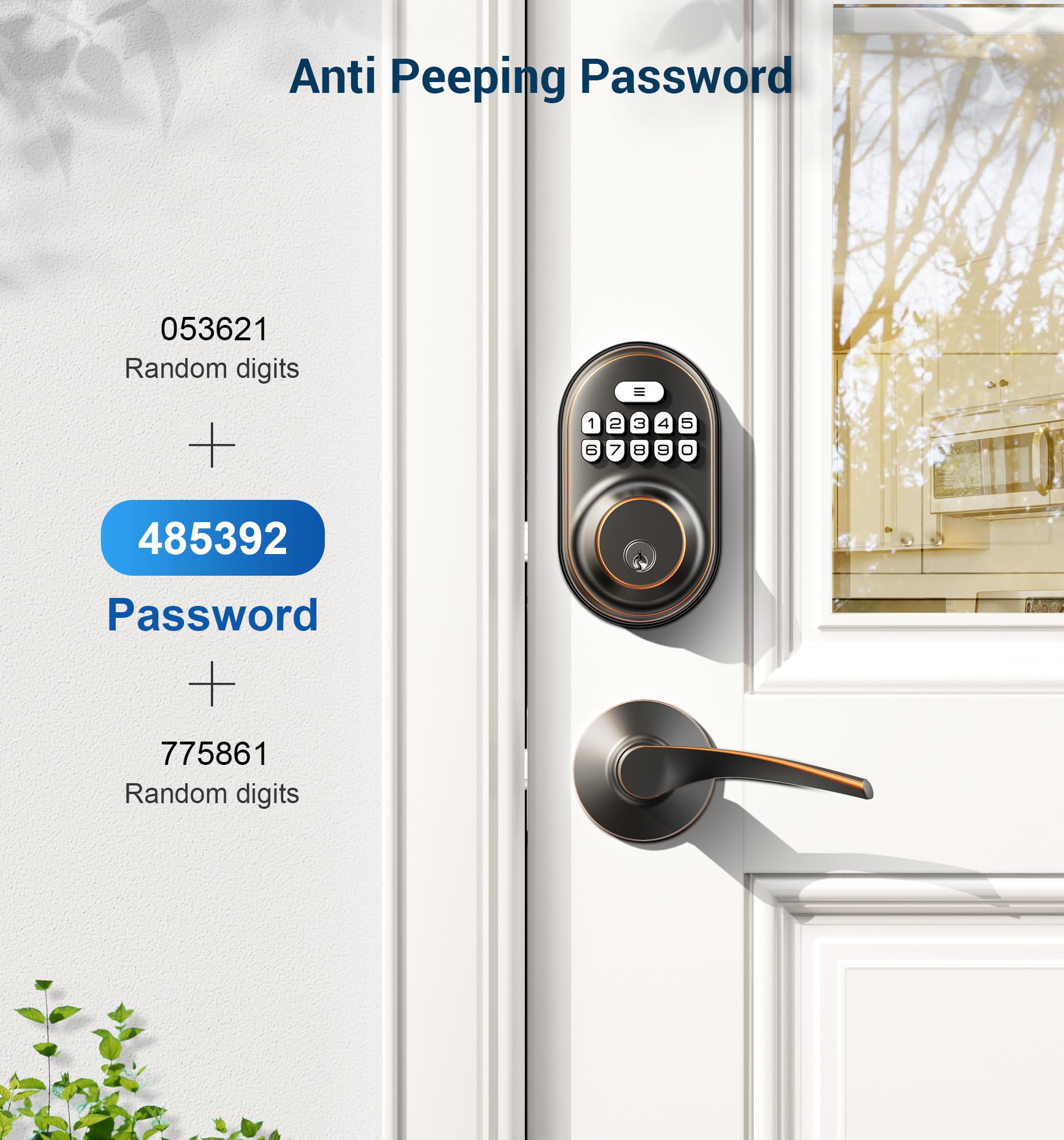 Veise Keyless Entry Door Lock, Electronic Keypad Deadbolt, Keyed Entry, Auto Lock, Anti-Peeking Password, Back Lit & Easy Installation Design, Oil Rubbed Bronze