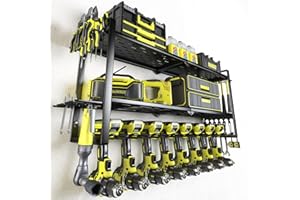 KAFAHOM Power Tool Organizer for Tool Storage, 8 Drill Holder Wall Mount, Tool Holder and Storage Rack for Garage Organization, Heavy Duty Metal Tool Shelf with Air tool/Screwdriver/Hammer Holder