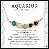 Drogomen Zodiac Necklaces for Women, Natural Healing Crystal Zodiac Necklace Gifts Handmade Gemstone Beads Choker Necklace for Women Spiritual Astrology Jewelry Birthday Gifts