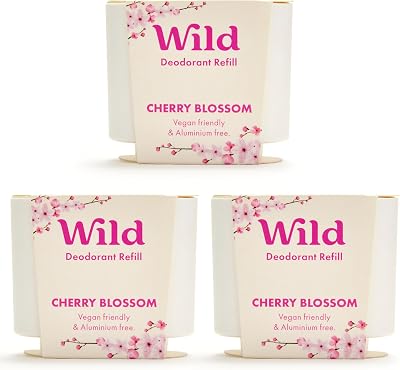 Wild Cherry Blossom Refill Trio Pack Natural Deodorant Vegan Aluminium Free 40g