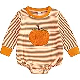 Lehoso Halloween Baby Clothes Newborn Girl Boy Pumpkin Bubble Romper Long Sleeve Sweatshirt Jumpsuit Infant Fall Clothes