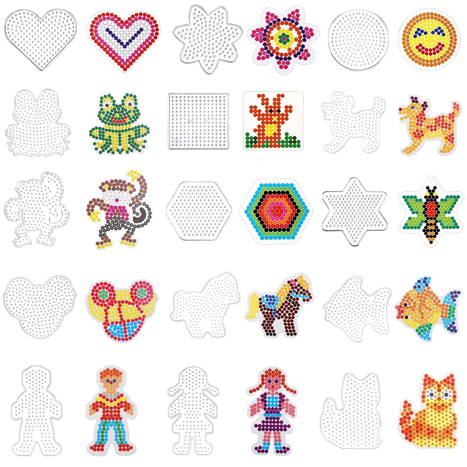 Ezydka 15Pcs Fuse Beads Pegboards - 5mm Clear Animal Shape Boards