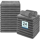 UNIMADE 24 Pack Gym Towels Set - Highly Absorbent and Quick Drying Microfiber Salon Towels, Premium Hand Cloths for Bathroom, Gym, Shower, Hotel, and Spa - 16x27 inch (Grey)