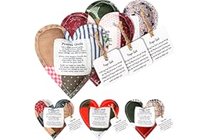 FuWeave 6 Pcs Mini Prayer Quilts with Cross Christmas Christian Gift Pocket Prayer Quilt for Women Mom Religious Church Faith Sympathy Scripture Cloth Panel Holiday Stocking Stuffers Gifts (Retro)
