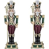 Haute Decor 35 inch Tall Solid Resin Decorative Holiday Nutcracker with Fleur de Lis (Set of 2)