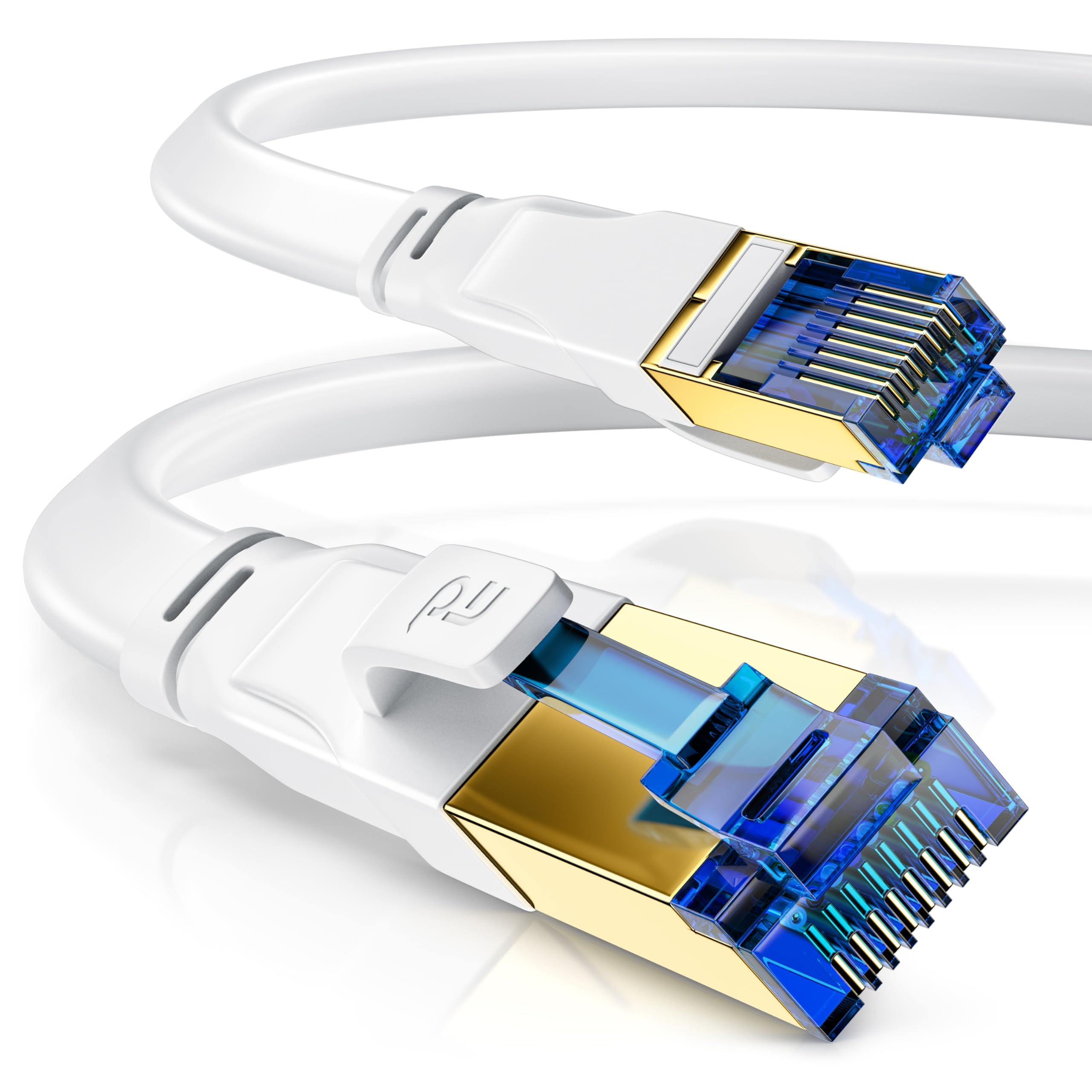 CSL - 7.5 m CAT 8.1 Network Cable Flat 40 Gbits - LAN Cable Patch Cable - CAT 8 Gigabit RJ45 Ethernet Cable - 40000 Mbits Fibre Optic Speed - Flat Ribbon Cable - Installation Cable - Cat 6 Cat 7 Cat 8