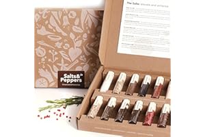 CRAFTLY Salt & Pepper Gift Box l Spice & Seasoning Set for Cooking l 6 Salts & 6 Peppers - Himalayan, Hawaiian, Lemon Rosemary, Tellicherry Pepper & More l Gift Set for Men & Women l Gift idea for Him, Her l Housewarming Gift