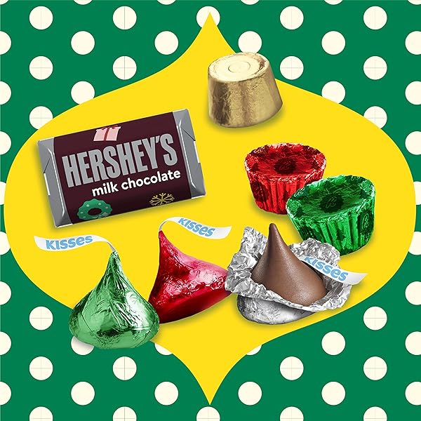 HERSHEY’S, REESE’S AND ROLO ASSORTED CHOCOLATE FLAVORED, CHRISTMAS CANDY BULK BAG, 34.2 OZ