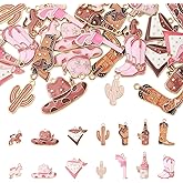 Magibeads 28Pcs West Cowboy Cowgirl Charms for Jewelry Making Alloy Enamel Western Charms Cactus Scarf Boot Horse Hat Metal Dangle Pendants for Bracelet Earrings Keychain Purse Bag Charm Kit