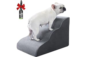 Ryoizen Dog Stairs for Small Dogs, Pet Stairs Tool for High Bed Couch, Dog Ladder as Puppy Stuff, 3 Tiers Non-Slip Pet Stairs with High Density Foam, Gifts Lint Roller for Dogs