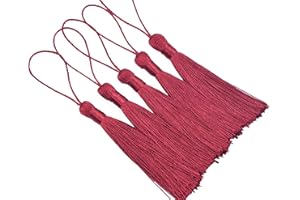 KONMAY 20pcs Silky Handmade Tiny(3.5'') Soft Craft Mini Tassels with Loops for Bookmarks Jewelry Making, Decoration DIY Projects (Wine)