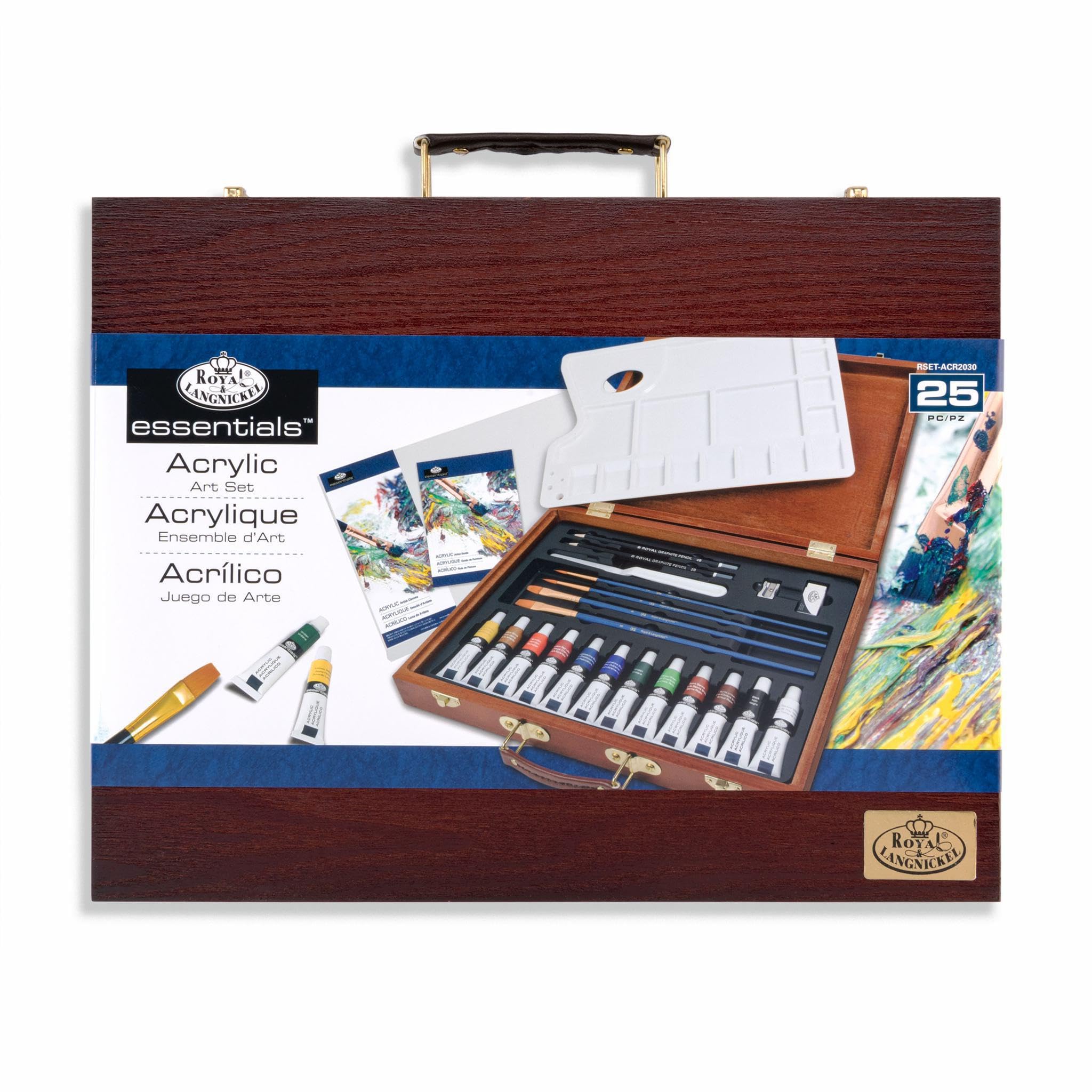 Royal Brush Wooden Box Art Set Acrylic Painting 25-Piece, Multicolour, 5.71x33.65x26.67 cm