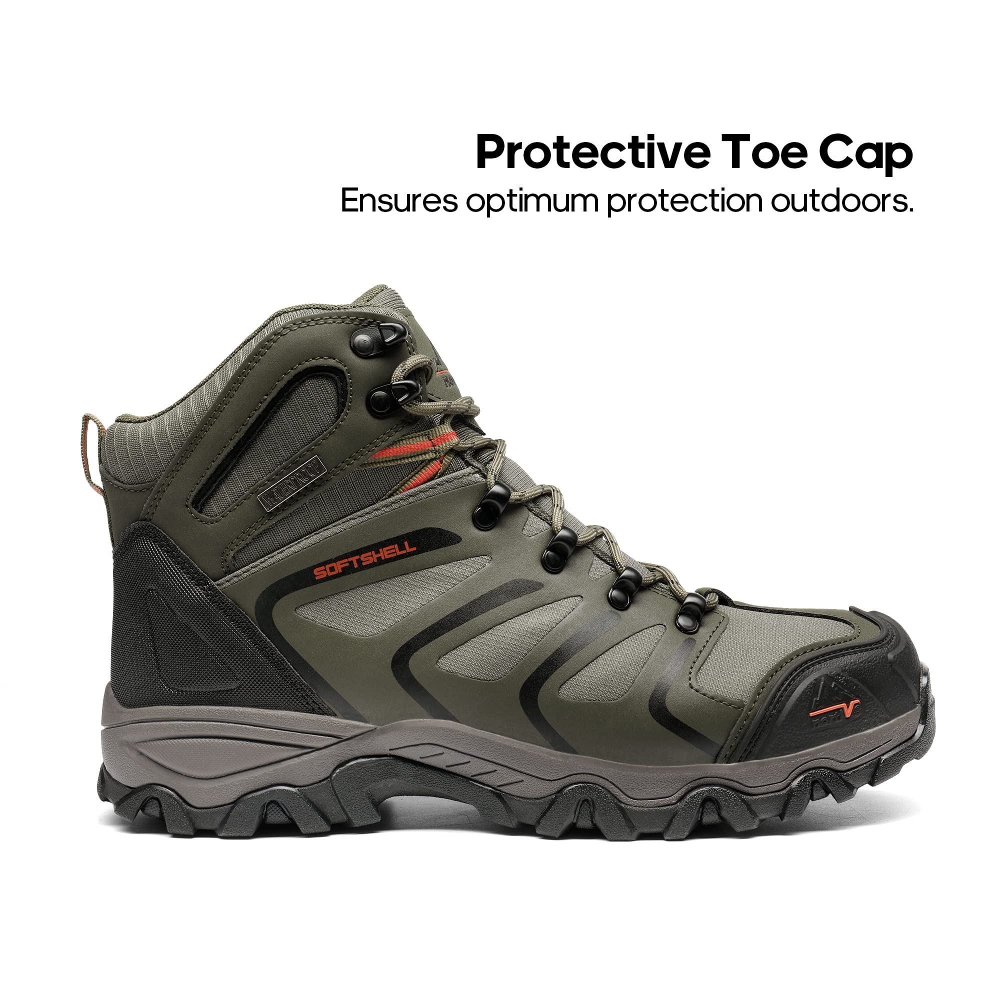 NORTIV 8 Herren Wanderschuhe Armadillo,Olive Schwarz Orange,43 3