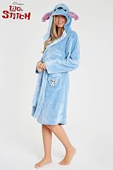 Disney Ladies Fleece Hooded Dressing Gown Robe Stitch Gifts Blue M view 4