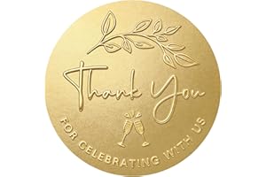 YYDESN 100 x Embossed Wedding Stickers Thank You for Celebrating with Us Favor Tags Party Favor Labels Gold Foil Embossed Round Sticker Tags Metallic Foil Wedding Decor 1.5 inch