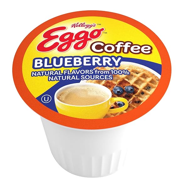 EGGO BEVERAGES BLUEBERRY WAFFLE FLAVORED COFFEE PODS FOR KEURIG K CUP BREWERS, FAIR TRADE CERTIFIED, 40 COUNT – FRUITY AND FLAVORFUL BREAKFAST