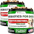 (2 Pack) Probiotics for Dogs - Dog Probiotics and Digestive Enzymes for Gut Health, Itchy Skin, Allergies, Immunity, Yeast Balance - Prebiotics - Reduce Diarrhea, Gas - 240 Probiotic Chews for Dogs