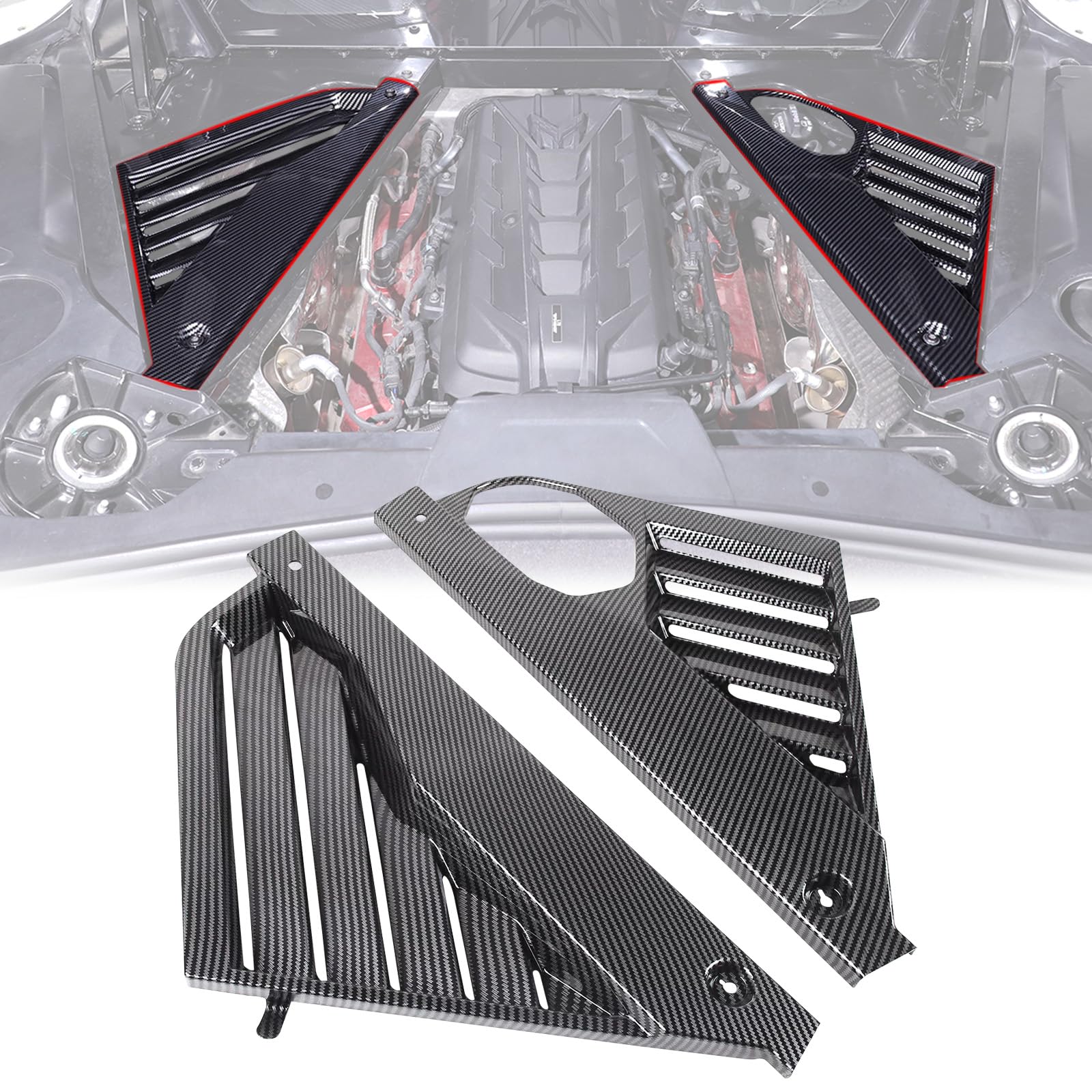 Photo 1 of Fancemot Carbon Fiber Engine Bay Panel Cover Compatible with Corvette C8 2020-2025, Engine Bay Protection Leakproof Filler Cover