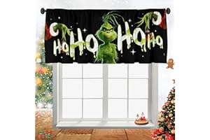 Cuteiush Christmas Troublemaker Elf Window Valance Curtains - Black Holiday Design with Playful Motifs, Seasonal Kitchen Decor for Festive Home Decoration, 51x18 Inches