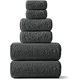 REDKISS Ultra-Plush Bath Towel Set - 750 GSM Premium Cotton Towels for Bathroom & Spa, Super Absorbent Quick-Dry Bath Sheets with No Shedding (6-Piece Set for Luxury Hotel & Home Use), Smoke Grey