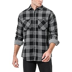 Damipow Flannel Shirt for Men Button Down Long