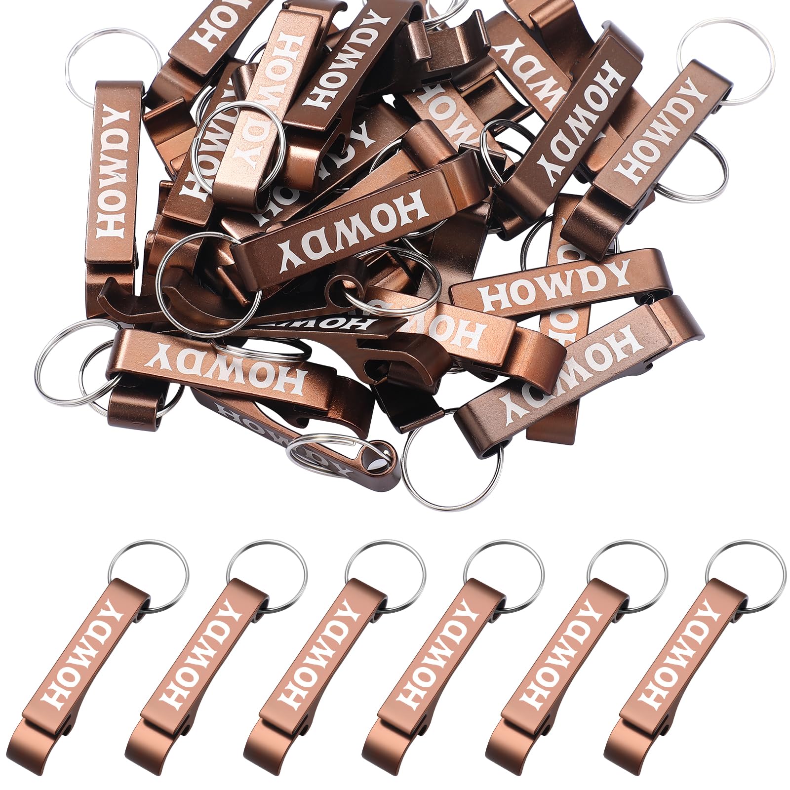 Photo 1 of Junkin 30 Pcs Western Cowboy Party Favors Howdy Metal Bottle Opener Keychain Bulk Western Cowgirl Theme Favors for Wild West Derby Last Rodeo Bar Birthday Wedding Bridal Shower Gift Souvenirs (Brown)