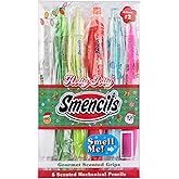Mechanical Smencils (Holly Jolly) - Patented Gourmet Scented Mechanical Pencils, 6 Count, Medium Point (0.7mm) - Smelly Cute Fun School Supplies, Stocking Stuffers for Kids