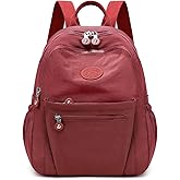 Backpack Purse for Women Ladies Nylon Bag Casual Daypack Travel Shopping Pack (A Style Wine Red)