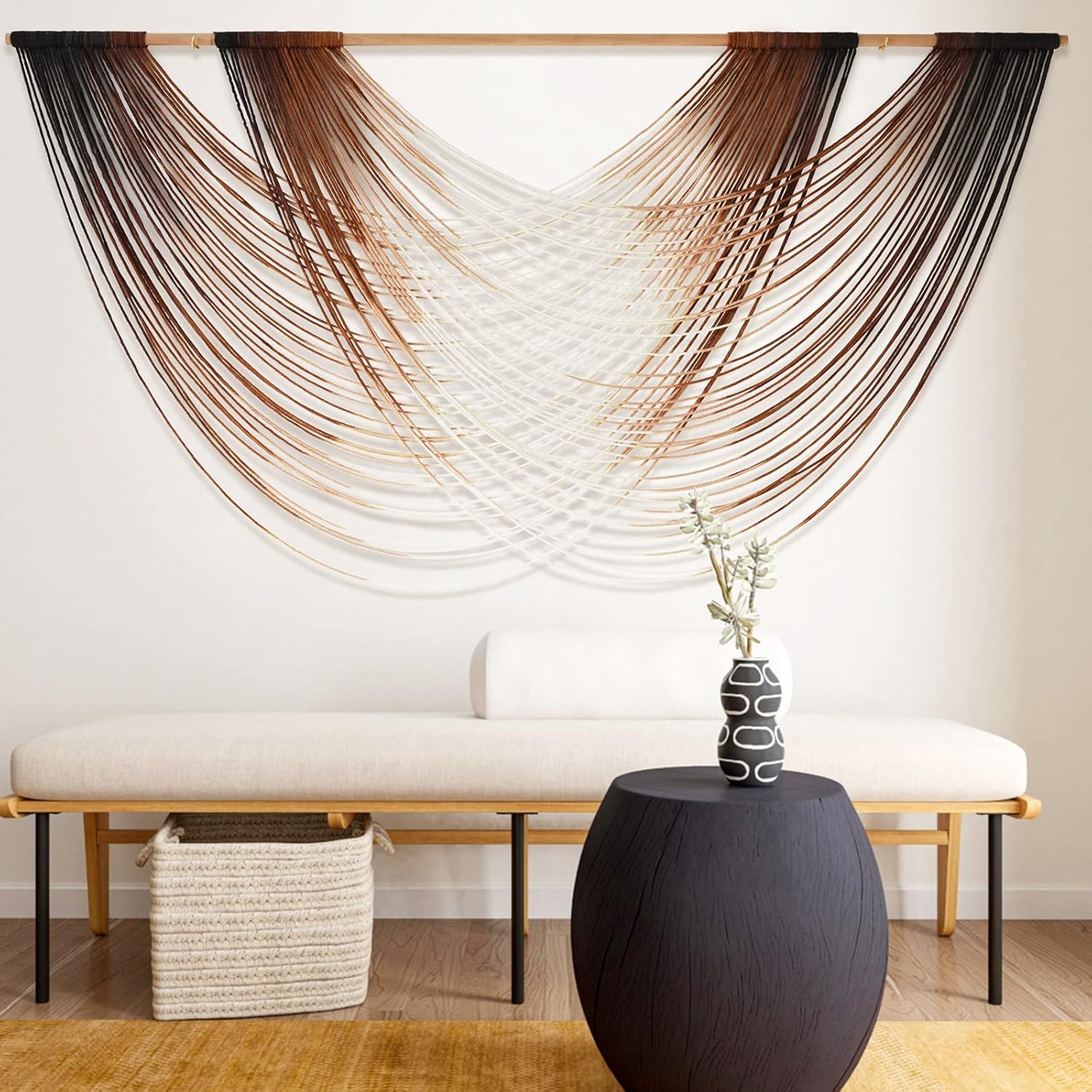 Tapestries - FLBER Macrame Wall Hanging Brown Boho Wall Decor Large Boho Yarn Tapestry Living Room Bedroom Home Wall Decor 59