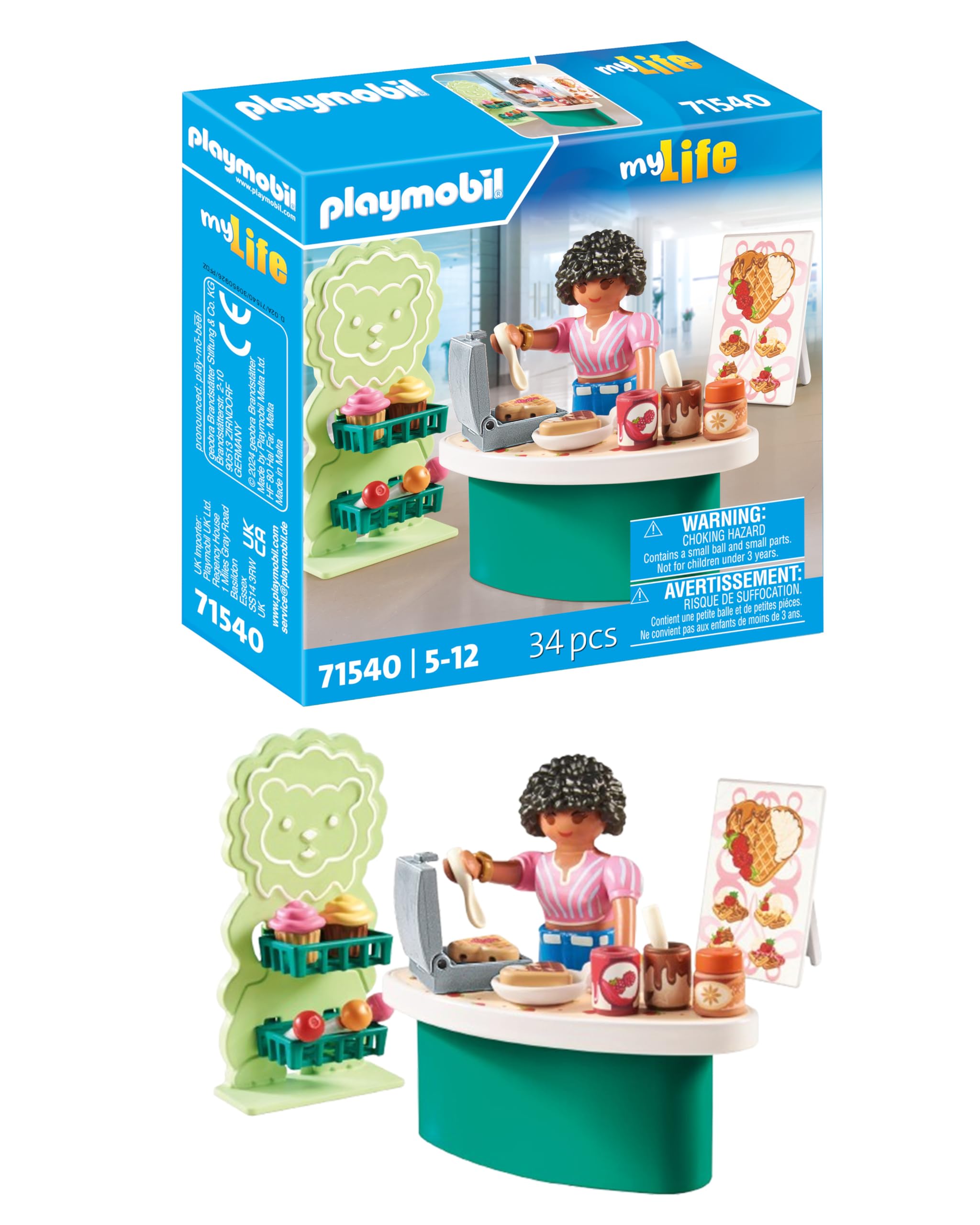 Playmobil 71540 myLife: Sweets Stand, delicious snacks for energy, including waffles, lollipops, and pastries, detailed play sets suitable for children ages 5+