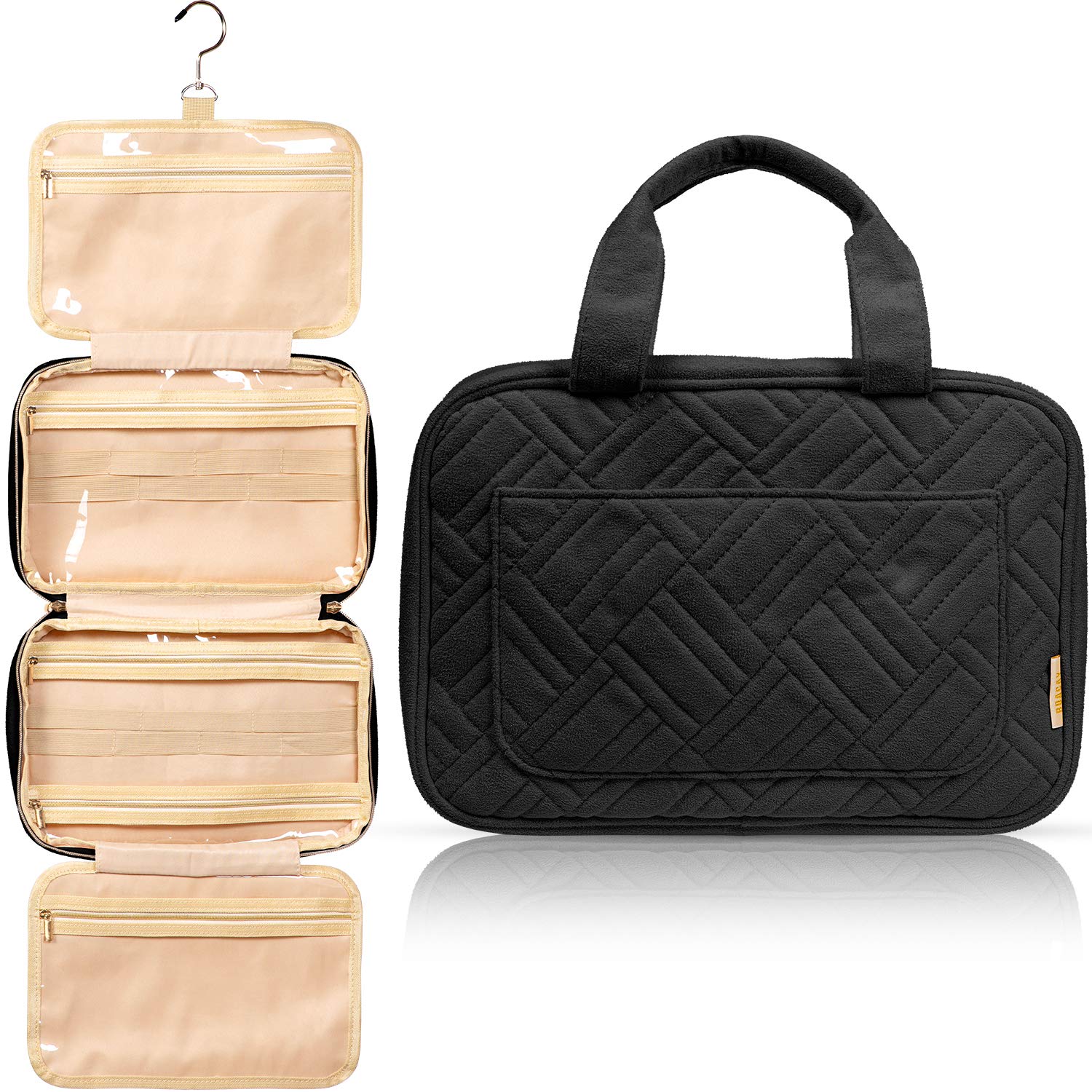 BOACAY Hanging Travel Toiletry Bag for Women & Girls, Makeup Bag, Shower & Wash Bag, Organiser Kit for Cosmetics, Essentials, Travel Accessories