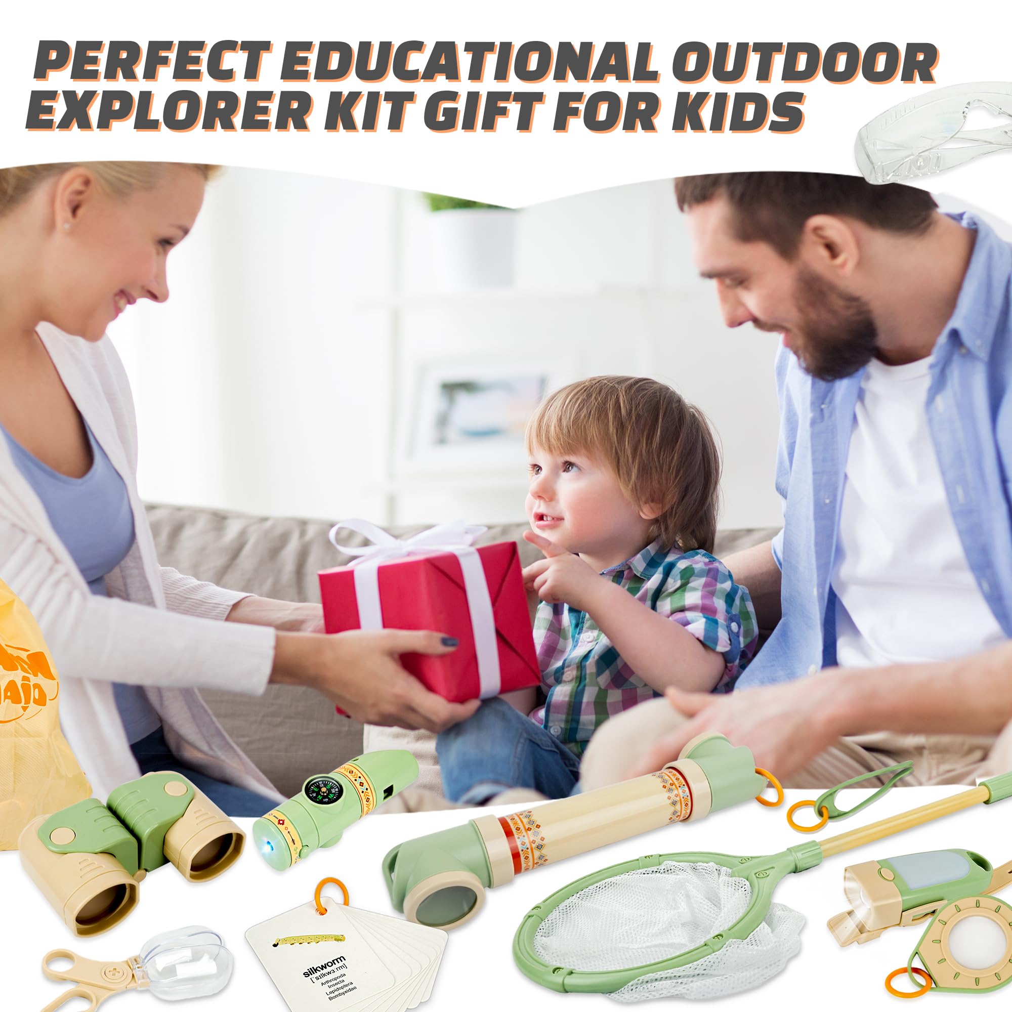 SMILESSKIDDO Kids Explorer Kit, 27 Pcs Outdoor Explorer Kit & Bug Catching Kits - Kid Nature Kits Outdoor Camping Adventure Toys for Kids 3+ Years Old