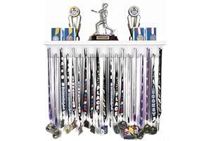 MedalAwardsRack Premier Medal Hanger Display Rack and Trophy Shelf for Gymnastics, Soccer, Basketball, Football, and More – 2, ft
