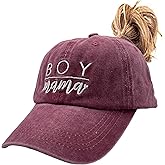 Waldeal Women's Embroidered Baseball Cap Boy Mama Mom Vintage Distressed Dad Hat - Ponytail