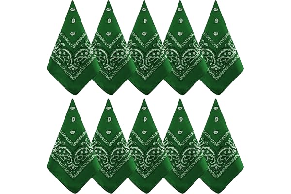 NACHLYNN 10pcs Paisley Bandanas Assorted Bandanas Cowboy Polyester Headbands Square Scarf Headwear