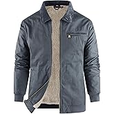 Mr.Stream Men's Waxed Cotton Duck Canvas Water-Repellent Sherpa Lined Fleece Front-Zip Jackets
