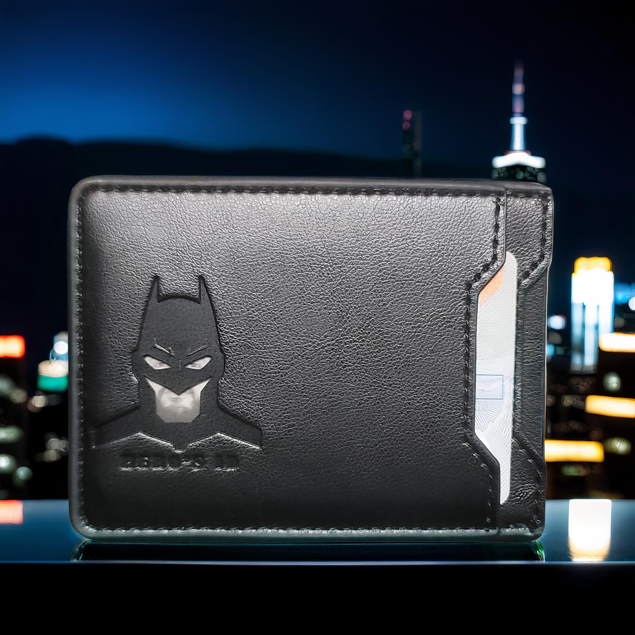 Leather Bat Wallet - Personalized wallet Man Woman, Superhero Mask - Slim Card Holder, Bat ID Heroic wallet- Unique Holiday Gift Birthday, Anniversary, for Dad, Husband, Boyfriend, Wife, Father's day