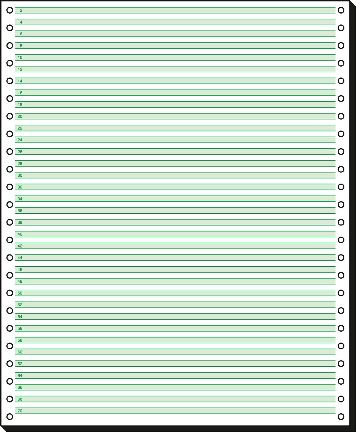 SIGEL 12251 Music Ruled Listing Paper, 12" x 250 mm, 1-part, 60 gsm, 1/6" green bar, 2000 sheets