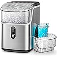Kismile Nugget Ice Makers Countertop, Pebble Ice Maker Machine with Pellet Ice, 35lbs/Day, Ice Maker Machine with Self-Cleaning, Sonic Ice Makers Countertop for Home & Kitchen (Stainless Steels)