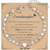 HiStock Daughter Gifts from Mom Bracelet, Granddaughter Gifts from Grandma Bonus Mom Gift Nature Stone Bead Bracelet Jewelry Birthday Gift Sister Easter Stocking Stuffers for Teens Women