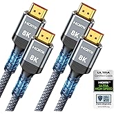 Highwings 8K HDMI 2.1 Cable 2-Pack 6.6FT, Certified 48Gbps Ultra High Speed | Braided Slim HDMI Cord, 8K60Hz 4K@120Hz 8K@60Hz, HDCP 2.2&amp;2.3, eARC,Dynamic HDR,DTS:X Compatible for PS5/Blu-ray/Roku TV/HDTV