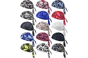 FOAINCORE 15 Pcs Do Rag Skull Cap Cooling Helmet Liner Sweat Wicking Head Wraps Bandana Beanie Bicycle Helmet Liner for Men Women