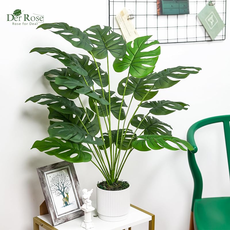 Plantas Artificiales Grandes de 28 Pulgadas, Plantas Artificiales en Maceta de Monstera para Interiores y Exteriores, Sala de Estar, casa, Suelo, Porche Delantero, decoración de árbol — foto 6 de 8