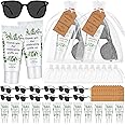 Dansib 12 Sets Mini Sunscreen and Sunglasses Bulk for Wedding Party Spf30 Water Resistant Sunscreen Lotion Bulk 1oz Travel Size for Thank You Gifts Wedding Party Supplies (Eucalyptus)