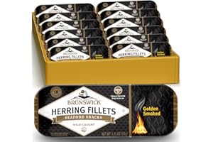 Brunswick Golden Smoked Herring Fillets, 3.25 oz Can (Pack of 12) - 18g Protein per Serving - Gluten Free, Keto Friendly - Great for Pasta & Seafood Recipes