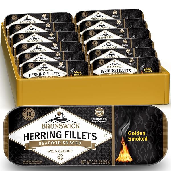 BRUNSWICK GOLDEN SMOKED HERRING FILLETS, 3.25 OZ CAN...