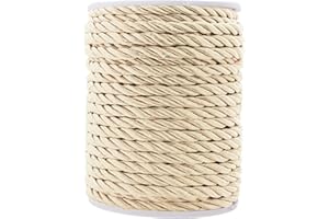 Mandala Crafts Cream Twisted Cord Trim Decorative Rope for Crafts - Braided Cream Rope Trim for Upholstery Cording Handfasting Graduation Cord