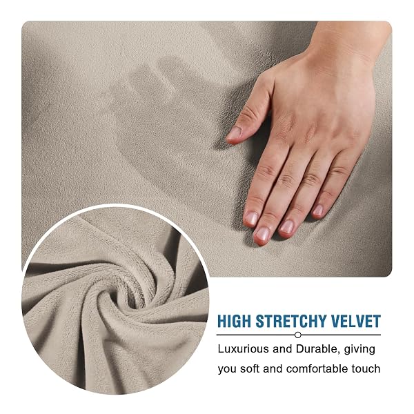 H.VERSAILTEX HIGH STRETCH SOFA SLIPCOVER 4 PIECE COVER VELVET FURNITURE PROTECTOR FORM FIT THICK VELVET EXTRA LARGE SOFA COVER FOR 3 CUSHION COUCH WIDTH UP TO 97 INCH (LARGE SOFA, FRENCH OAK)