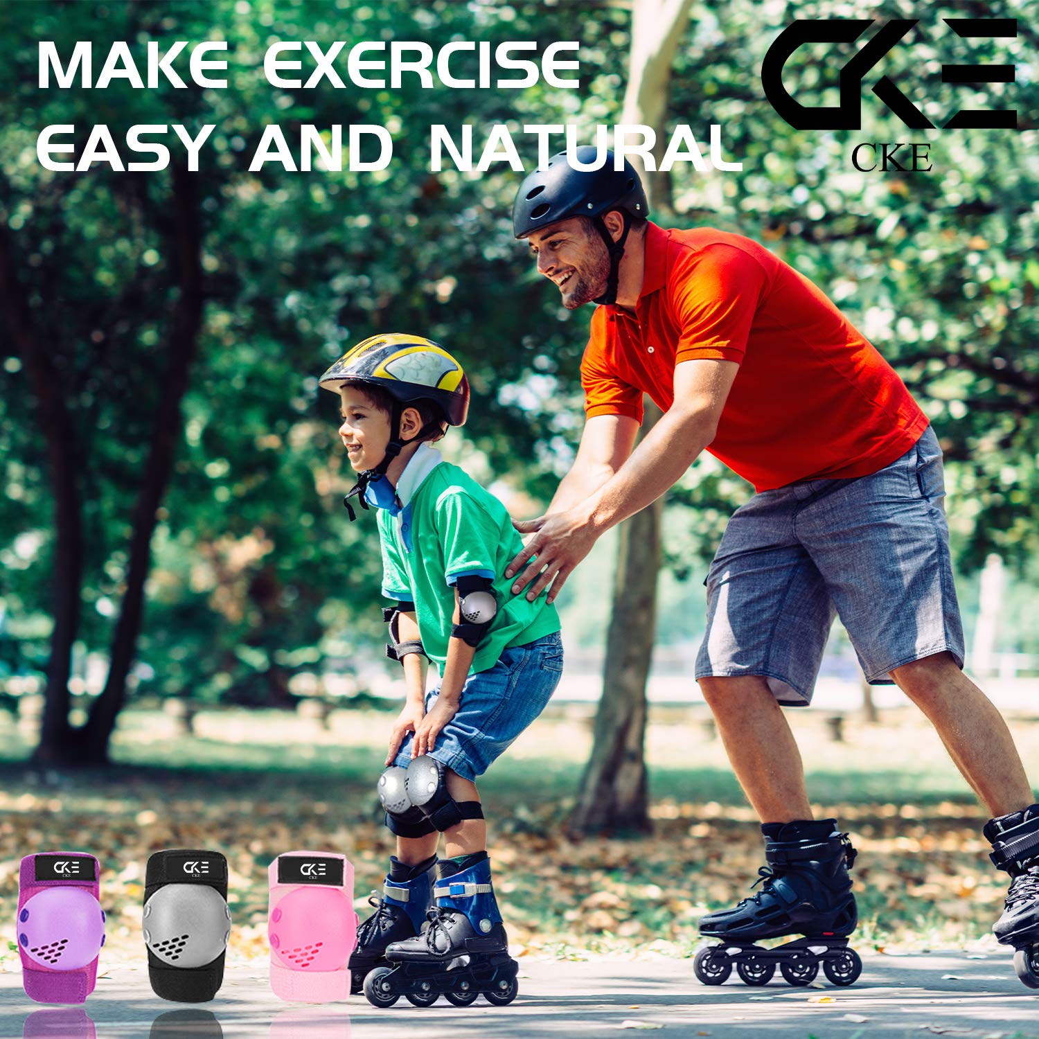 CKE Kids/Youth Knee and Elbow Pads Set - Protective Gear With Wrist Guards for Toddler Girls Boys - Skating, Cycling, Bike, Rollerblading